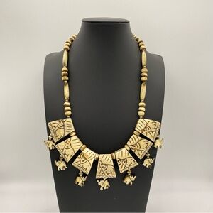 Vintage Carved Bone Elephant Necklace